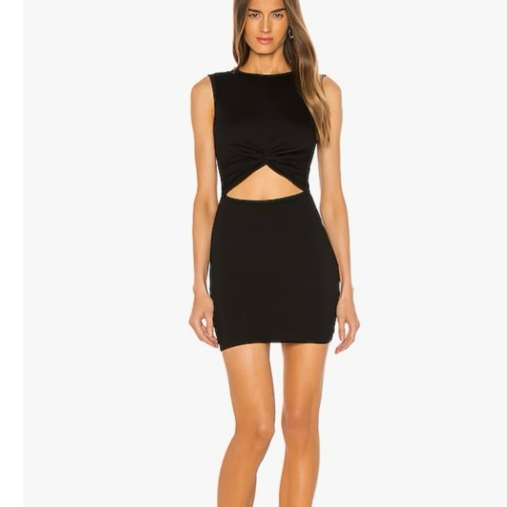 superdown Black Twist-Front Cutout Mini Dress